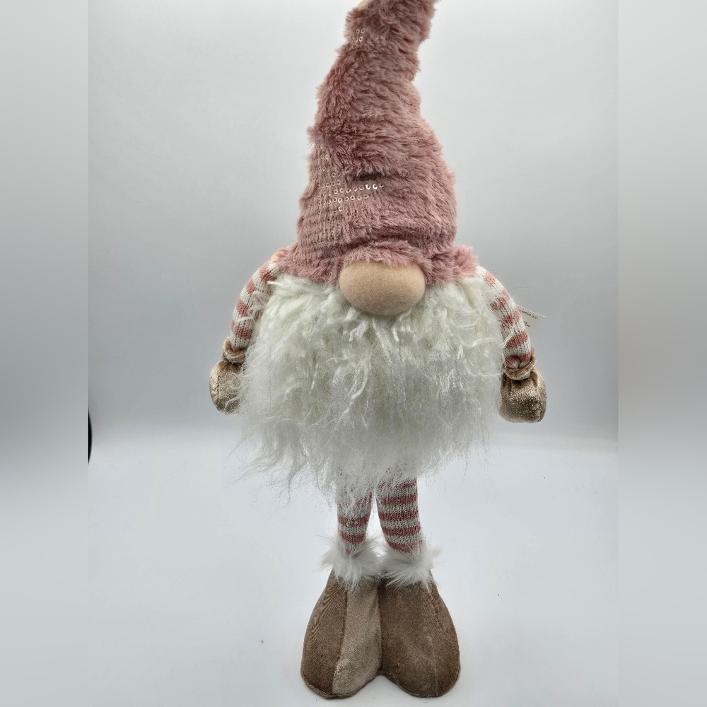 GNOME Tall Standing Stripped Legs Dusty Rose & Gold